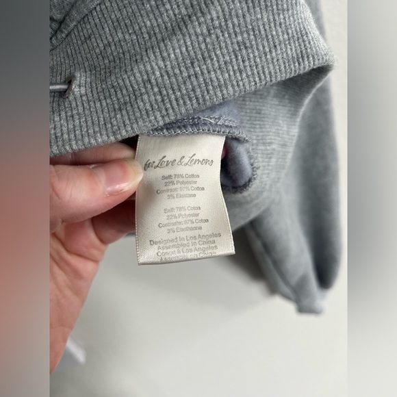 For Love & Lemons Cropped Drawstring Grey Hoodie - Size M 🆕 - Picture 4 of 7